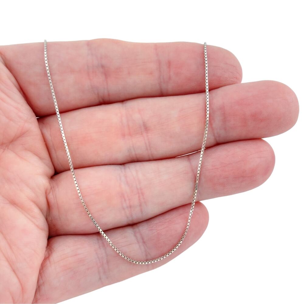 Vintage Italy Sterling Silver 925 Box Chain Necklace 18"